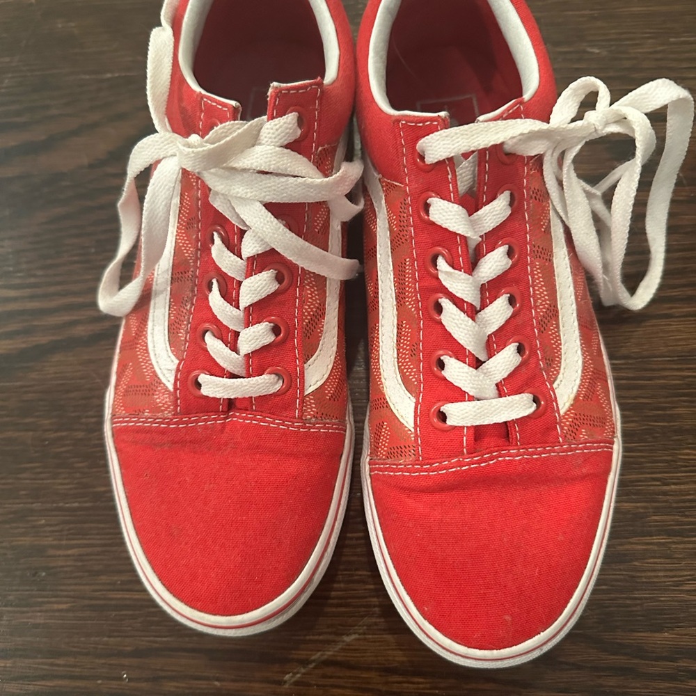 Red Canvas Sneakers with White Laces